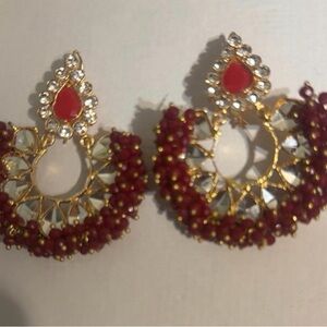 Elegant Red and Gold Earrings